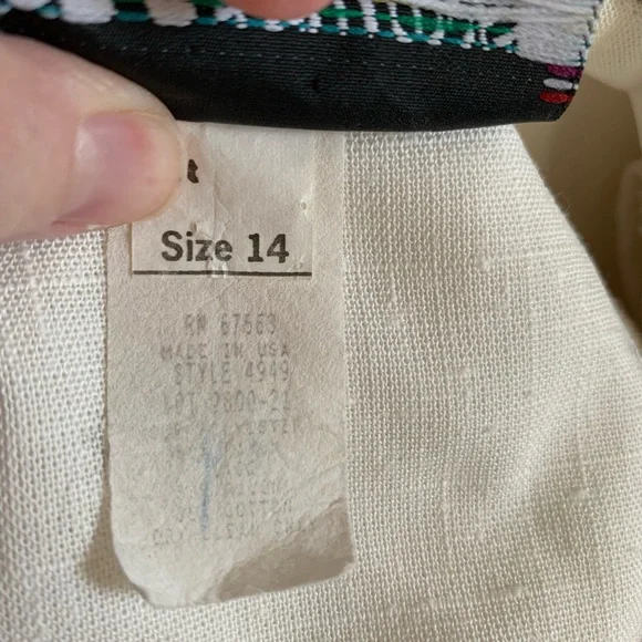 80s Floral Collar Dress Modest Ivory Button Down SL Fashions 14 38 32 40 - Picture 4 of 8